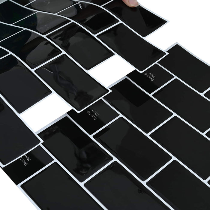 Placă de metrou 20 pcs Negru 30 x 30 cm Poliuretan și PET - WALTI WALTI