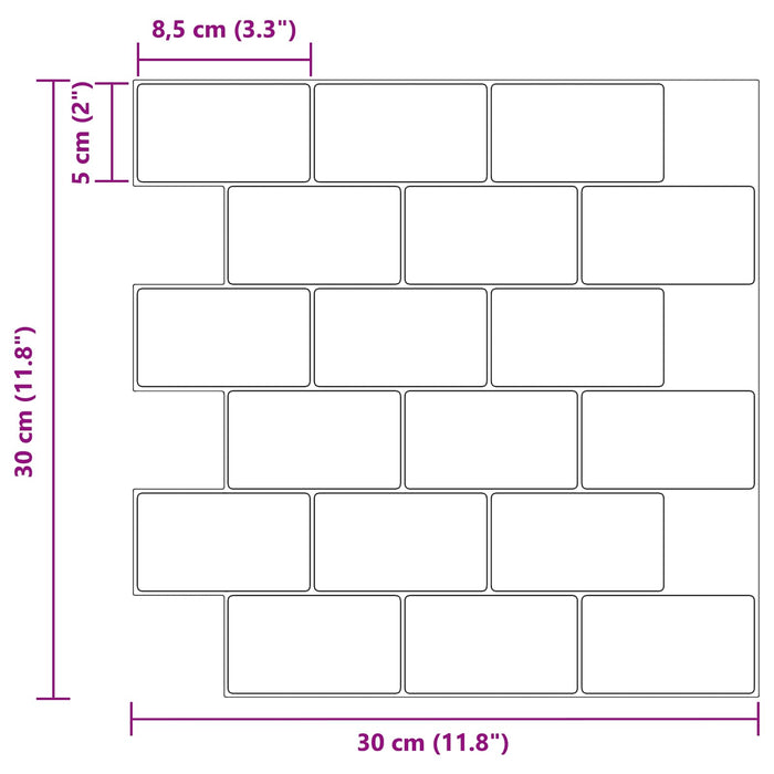 Placă de metrou 20 pcs Negru 30 x 30 cm Poliuretan și PET - WALTI WALTI