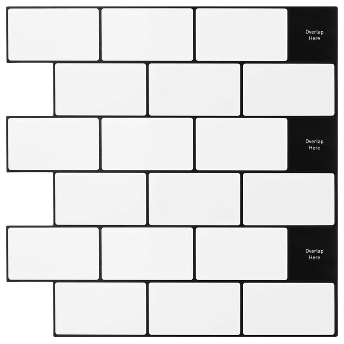 Placă de metrou 10 pcs Alb negru 30 x 30 cm Poliuretan și PET - WALTI WALTI