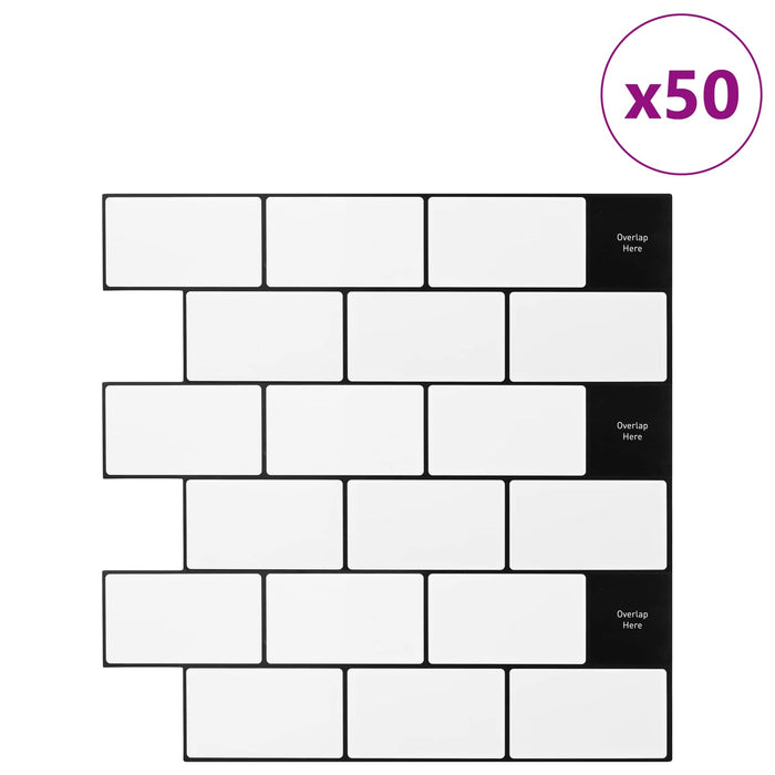 Placă de metrou 50 pcs Alb negru 30 x 30 cm Poliuretan și PET - WALTI WALTI
