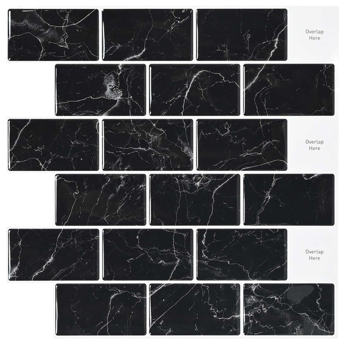 Placă de metrou 10 pcs Marmură neagră 30 x 30 cm - WALTI WALTI