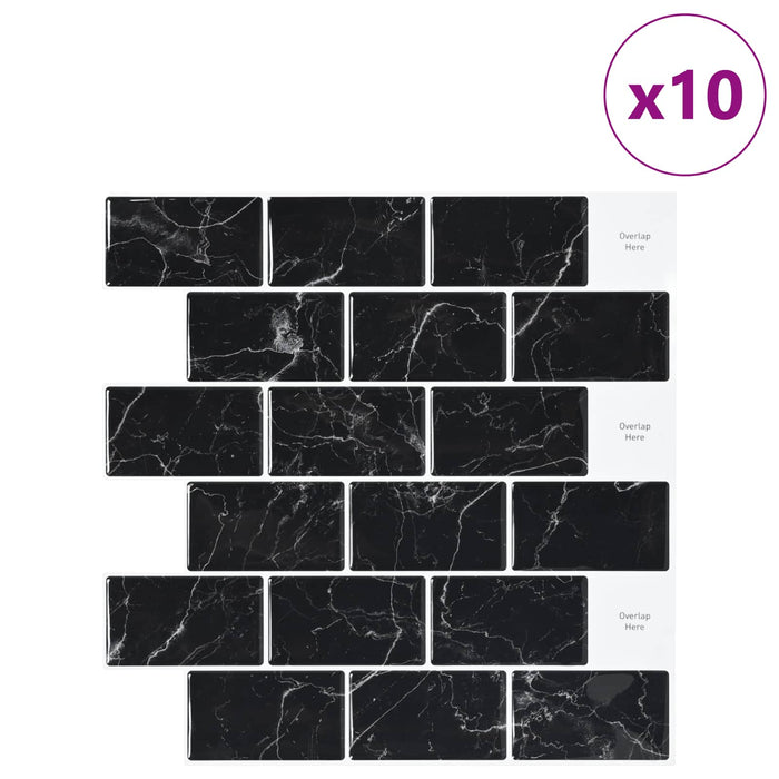 Placă de metrou 10 pcs Marmură neagră 30 x 30 cm - WALTI WALTI