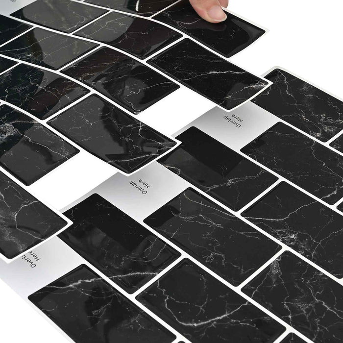 Placă de metrou 20 pcs Marmură neagră 30 x 30 cm - WALTI WALTI