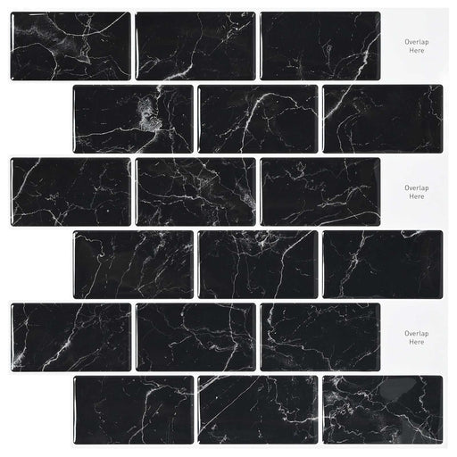 Placă de metrou 20 pcs Marmură neagră 30 x 30 cm - WALTI WALTI