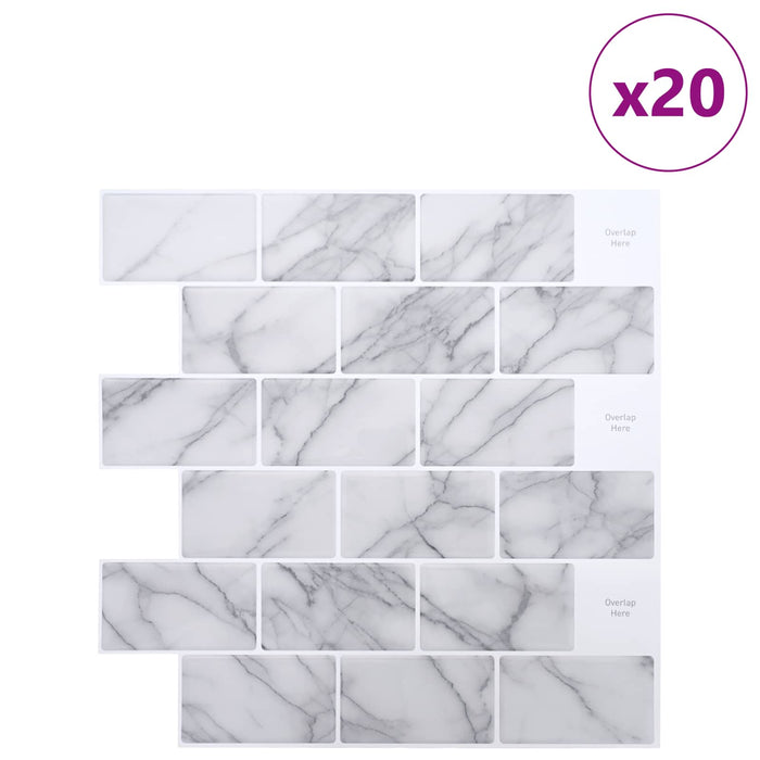 Placă de metrou 20 pcs Marmură albă 30 x 30 cm - WALTI WALTI