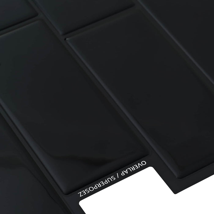 Placă de metrou 10 pcs Negru 29 x 21 cm Poliuretan și PET - WALTI WALTI