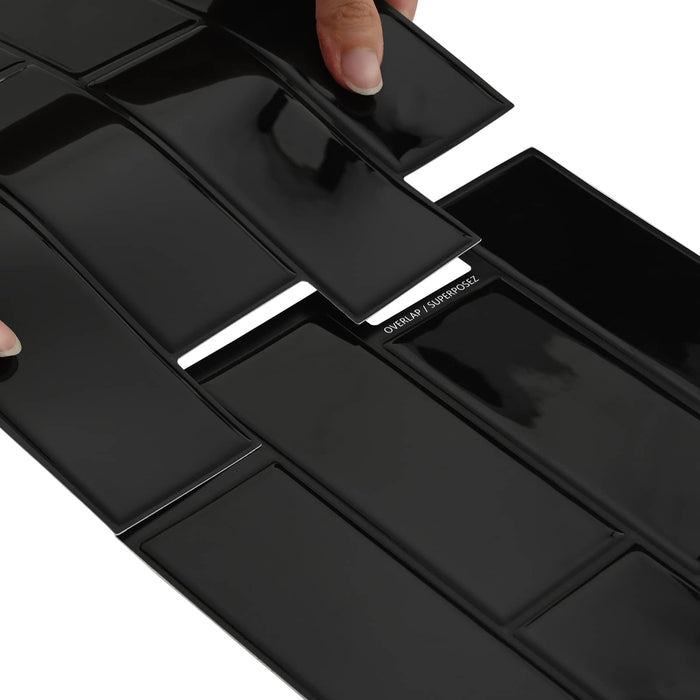 Placă de metrou 10 pcs Negru 29 x 21 cm Poliuretan și PET - WALTI WALTI