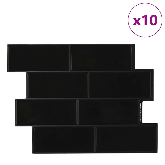 Placă de metrou 10 pcs Negru 29 x 21 cm Poliuretan și PET - WALTI WALTI