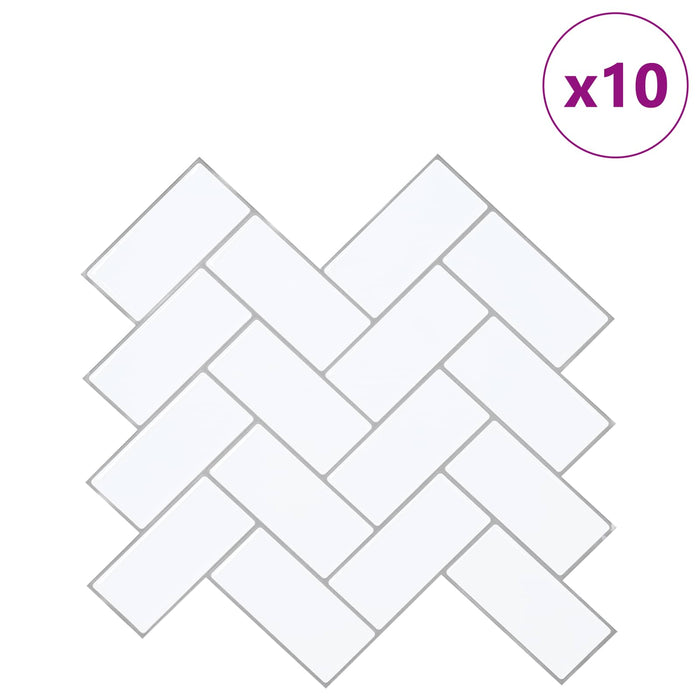 Plăcuță în Zigzag 10 pcs Alb gri 30 x 30 cm Poliuretan și PET - WALTI WALTI