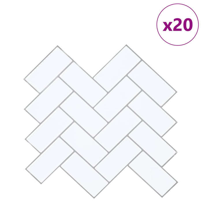 Plăcuță în Zigzag 20 pcs Alb gri 30 x 30 cm Poliuretan și PET - WALTI WALTI