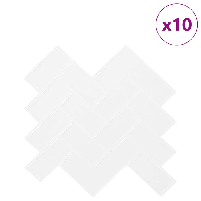 Plăcuță în Zigzag 10 pcs Alb 30 x 30 cm Poliuretan și PET - WALTI WALTI