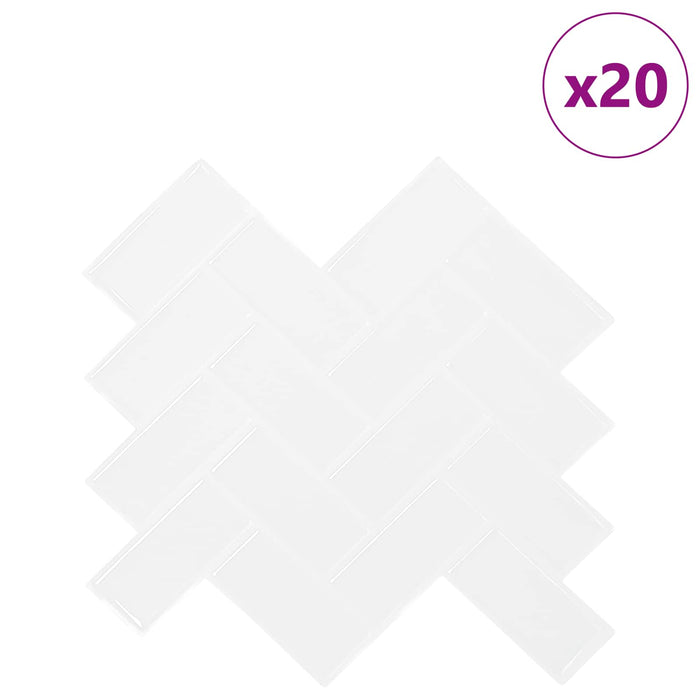 Plăcuță în Zigzag 20 pcs Alb 30 x 30 cm Poliuretan și PET - WALTI WALTI