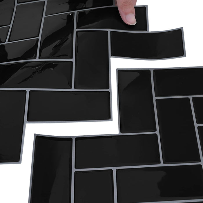 Plăcuță în Zigzag 10 pcs Negru 30 x 30 cm Poliuretan și PET - WALTI WALTI