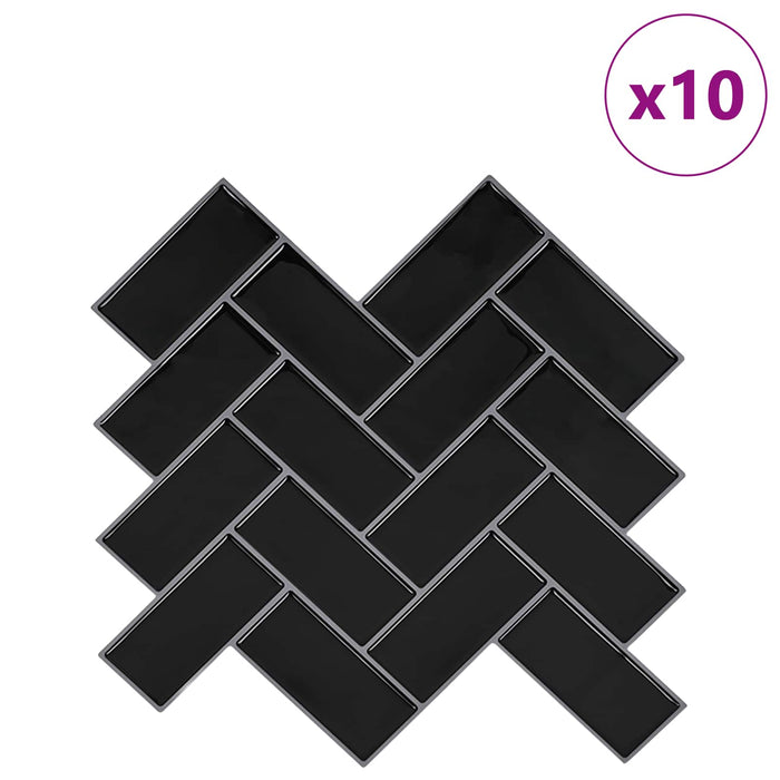 Plăcuță în Zigzag 10 pcs Negru 30 x 30 cm Poliuretan și PET - WALTI WALTI