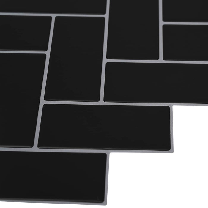 Plăcuță în Zigzag 10 pcs Negru 30 x 30 cm Poliuretan și PET - WALTI WALTI