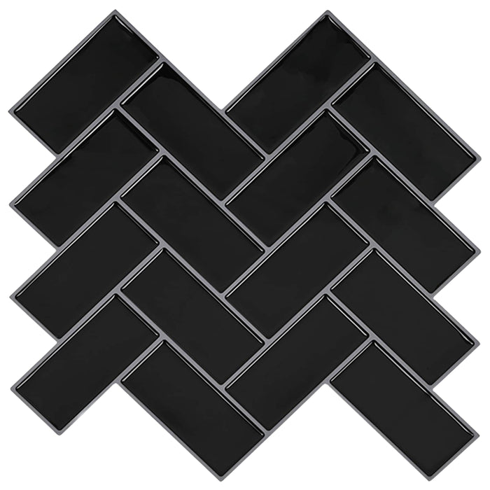 Plăcuță în Zigzag 10 pcs Negru 30 x 30 cm Poliuretan și PET - WALTI WALTI