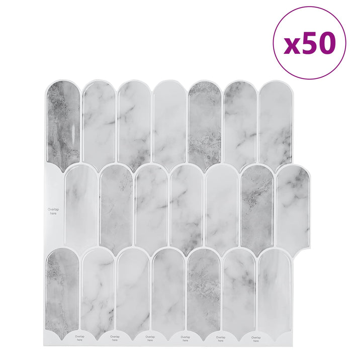 Placă cu Pene 50 pcs Marmură gri 30 x 30 cm Poliuretan și PET - WALTI WALTI