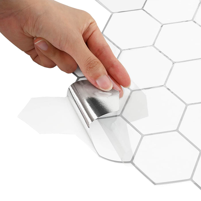 Placă hexagonală 10 pcs Alb gri 30 x 30 cm Poliuretan și PET - WALTI WALTI