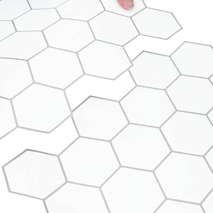 Placă hexagonală 50 pcs Alb gri 30 x 30 cm Poliuretan și PET - WALTI WALTI