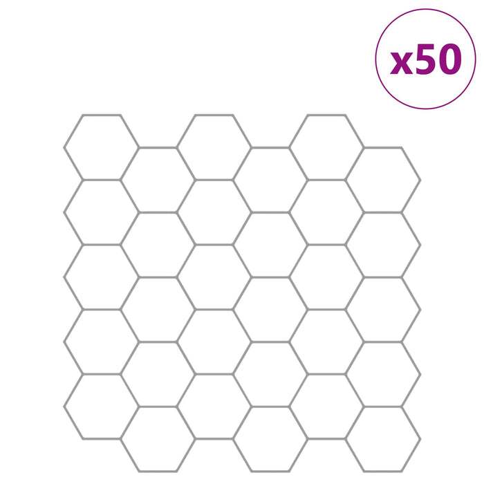 Placă hexagonală 50 pcs Alb gri 30 x 30 cm Poliuretan și PET - WALTI WALTI