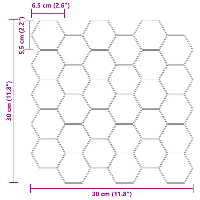 Placă hexagonală 50 pcs Alb 30 x 30 cm Poliuretan și PET - WALTI WALTI