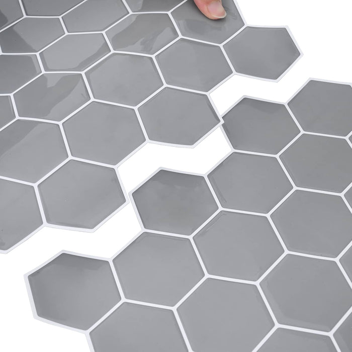Placă hexagonală 20 pcs Gri 30 x 30 cm Poliuretan și PET - WALTI WALTI