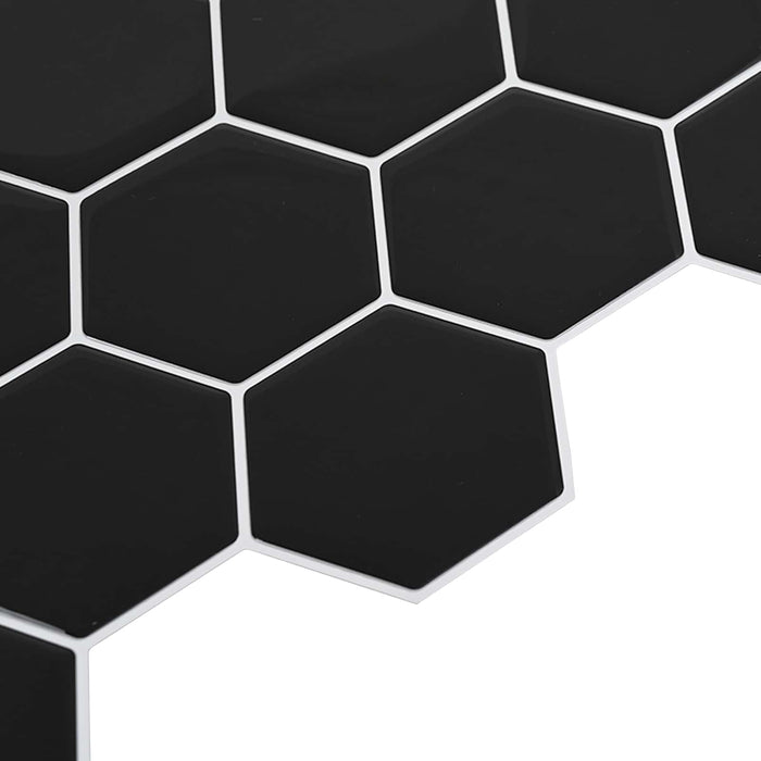 Placă hexagonală 10 pcs Negru 30 x 30 cm Poliuretan și PET - WALTI WALTI