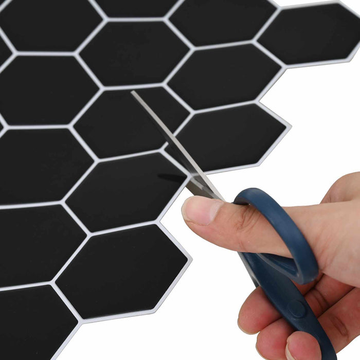 Placă hexagonală 10 pcs Negru 30 x 30 cm Poliuretan și PET - WALTI WALTI