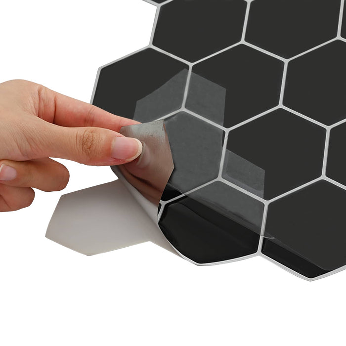 Placă hexagonală 10 pcs Negru 30 x 30 cm Poliuretan și PET - WALTI WALTI