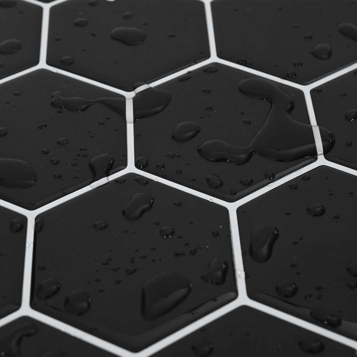 Placă hexagonală 10 pcs Negru 30 x 30 cm Poliuretan și PET - WALTI WALTI
