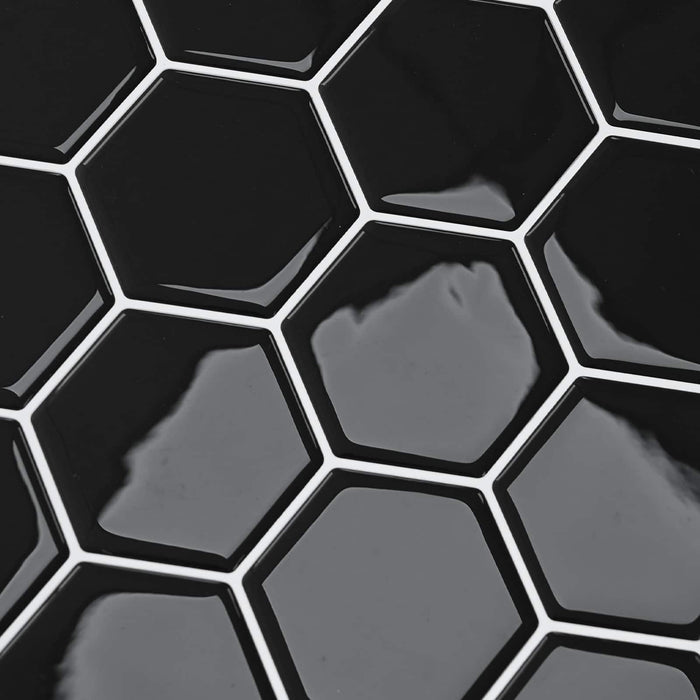 Placă hexagonală 10 pcs Negru 30 x 30 cm Poliuretan și PET - WALTI WALTI