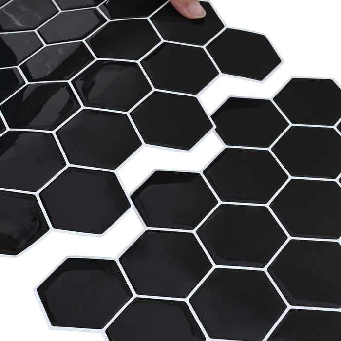 Placă hexagonală 20 pcs Negru 30 x 30 cm Poliuretan și PET - WALTI WALTI