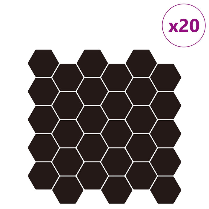 Placă hexagonală 20 pcs Negru 30 x 30 cm Poliuretan și PET - WALTI WALTI