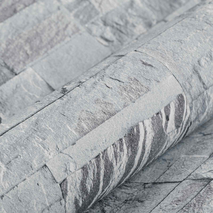 Tapet 3D cu Piatră Gri deschis 10 x 0,53 m Țesătură Netesută - WALTI WALTI