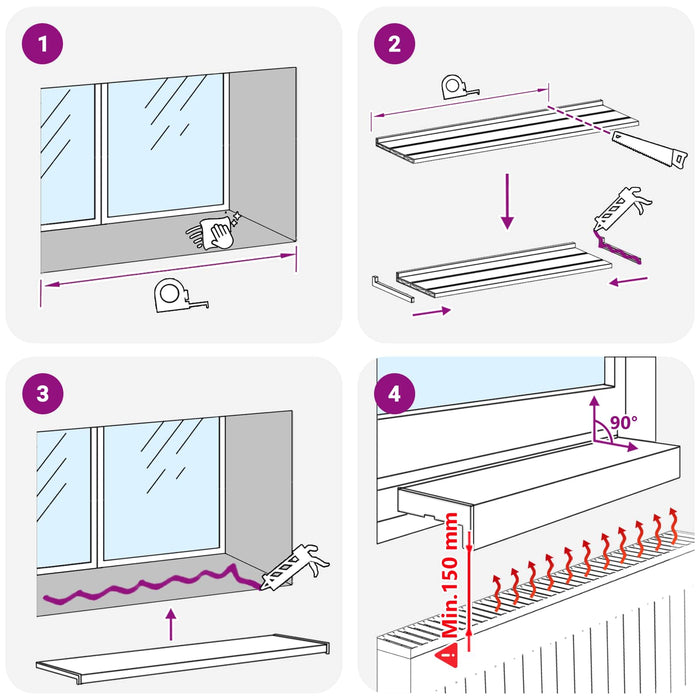 Prag de fereastră Negru cu fibră de lemn 120 x 25 x 4,5 cm PVC - WALTI WALTI