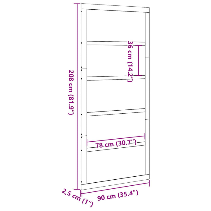 Ușă hambar natural 90 x 2,5 x 208 cm Lemn masiv de pin - WALTI WALTI