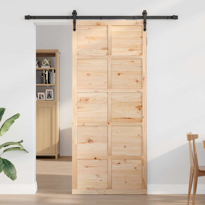 Ușă hambar natural 80 x 2,5 x 208 cm Lemn masiv de pin - WALTI WALTI