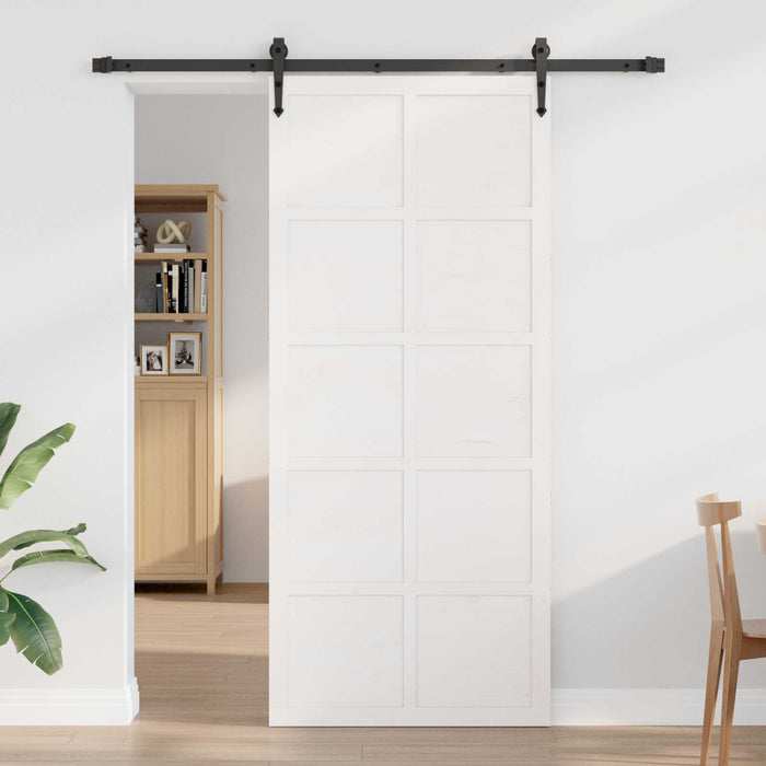 Ușă hambar Alb 80 x 2,5 x 208 cm Lemn masiv de pin - WALTI WALTI