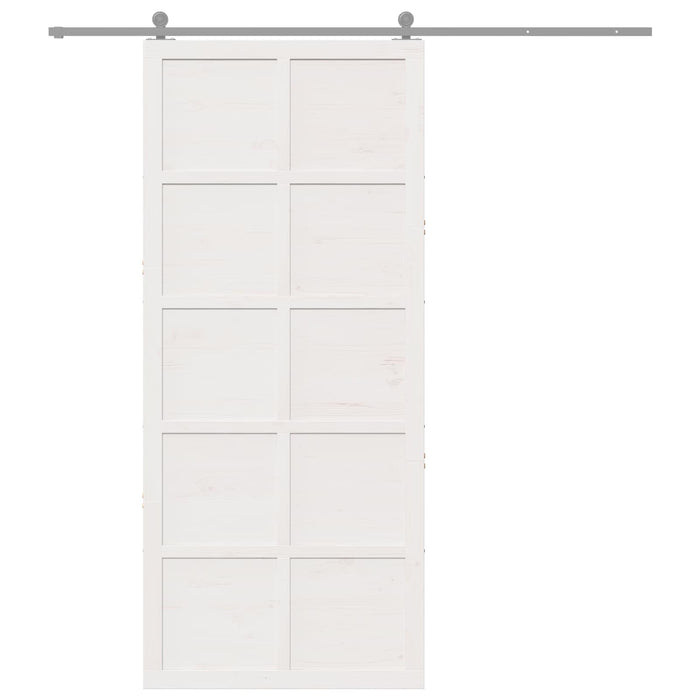 Ușă hambar Alb 80 x 2,5 x 208 cm Lemn masiv de pin - WALTI WALTI