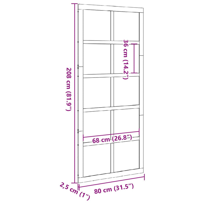 Ușă hambar Alb 80 x 2,5 x 208 cm Lemn masiv de pin - WALTI WALTI