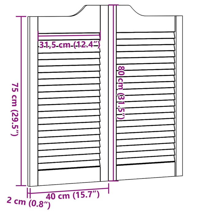 Uși oscilante natural 80 x 40 cm Lemn masiv de pin - WALTI WALTI