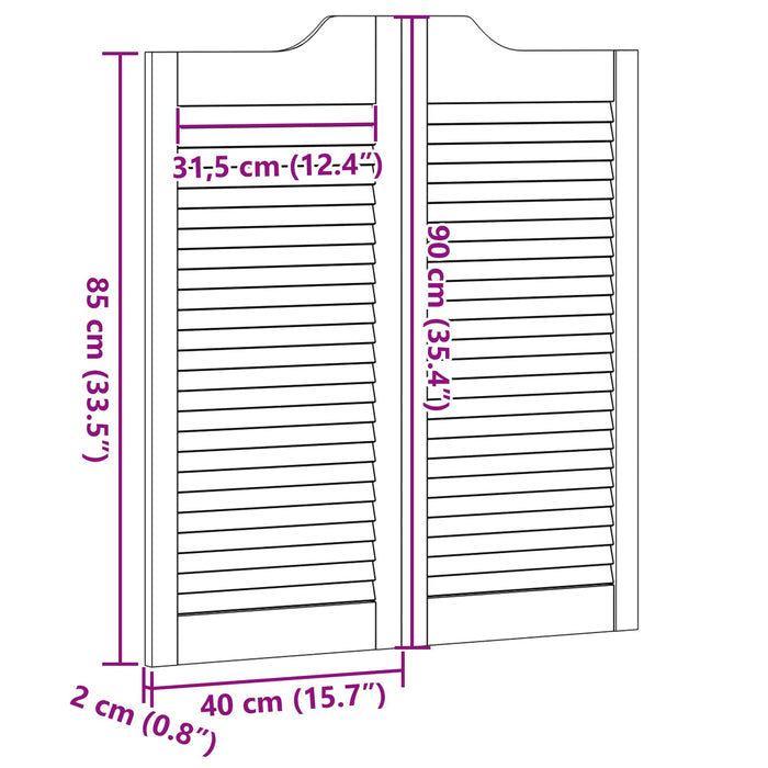 Uși oscilante natural 90 x 40 cm Lemn masiv de pin - WALTI WALTI