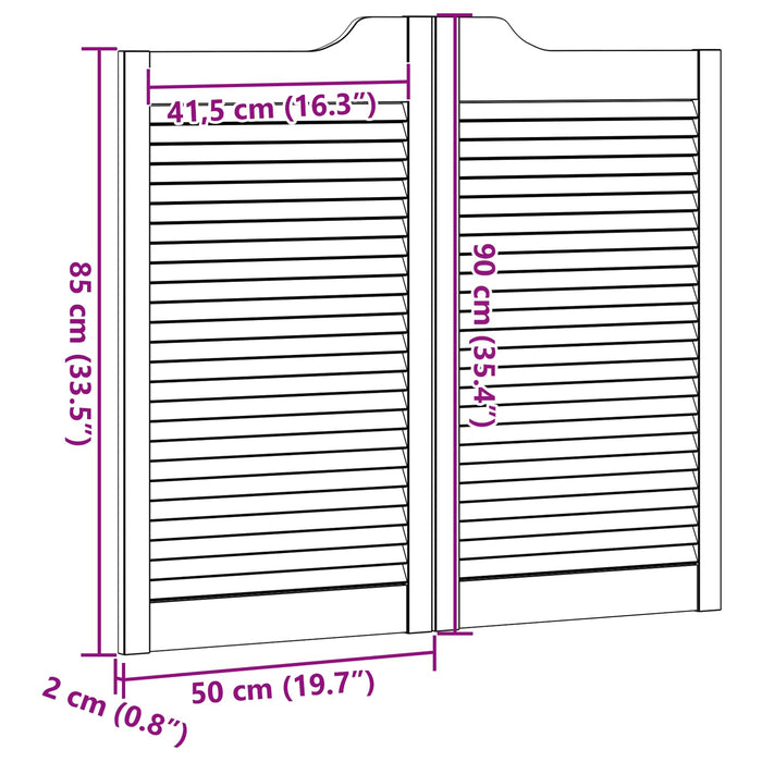 Uși oscilante Alb 90 x 50 cm Lemn masiv de pin - WALTI WALTI