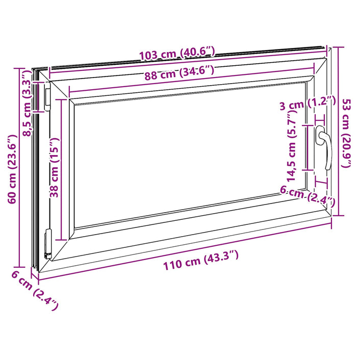 Fereastră pentru subsol RISOR Antracit 110 x 60 cm PVC și Sticlă - WALTI WALTI