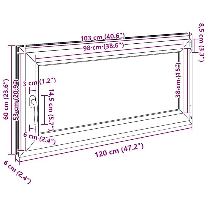 Fereastră pentru subsol RISOR Antracit 120 x 60 cm PVC și Sticlă - WALTI WALTI