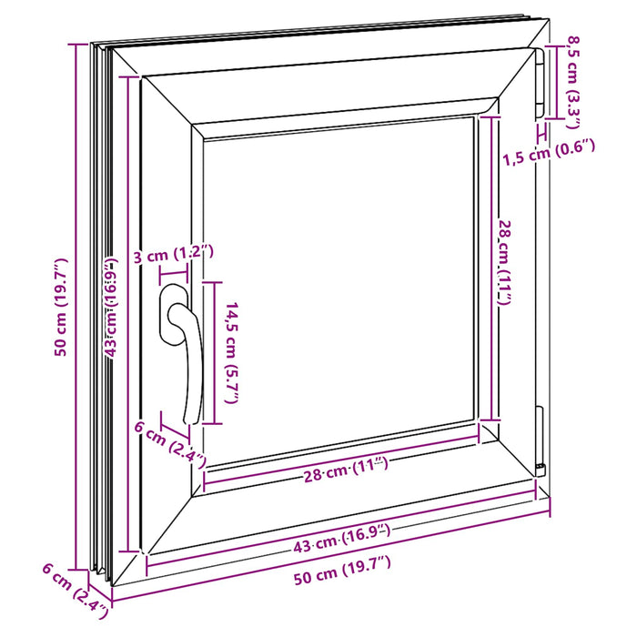Fereastră pentru subsol RISOR Antracit 50 x 50 cm PVC și Sticlă - WALTI WALTI