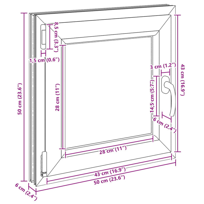 Fereastră pentru subsol RISOR Antracit 50 x 50 cm PVC și Sticlă - WALTI WALTI