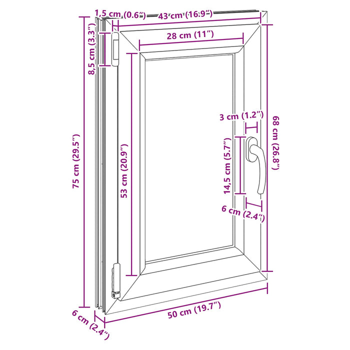 Fereastră pentru subsol RISOR Antracit 50 x 75 cm PVC și Sticlă - WALTI WALTI