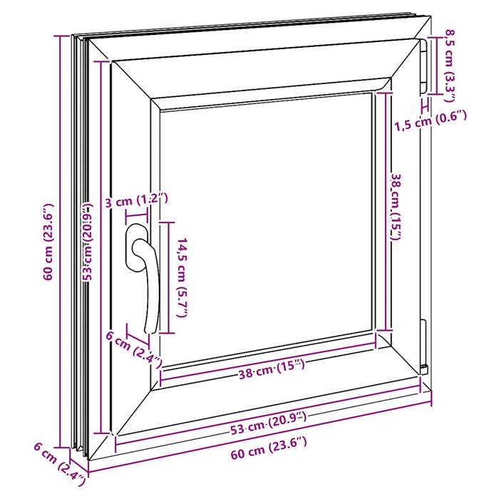 Fereastră pentru subsol RISOR Antracit 60 x 60 cm PVC și Sticlă - WALTI WALTI