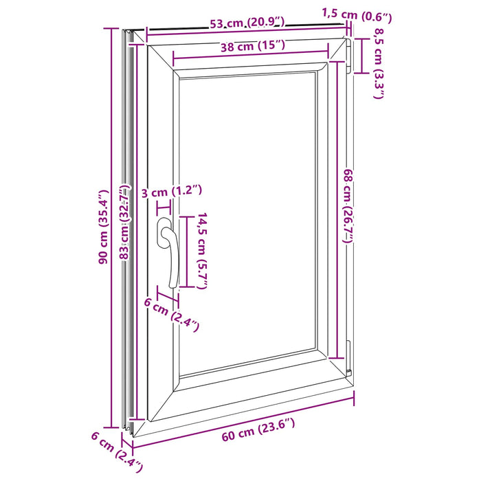 Fereastră pentru subsol RISOR Antracit 60 x 80 cm PVC și Sticlă - WALTI WALTI
